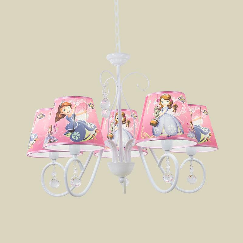 5/6 Bulbs Nursery Ceiling Chandelier Pink White Pendant Light - Rebooters