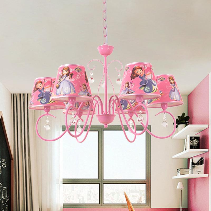 5/6 Bulbs Nursery Ceiling Chandelier Pink White Pendant Light - Rebooters