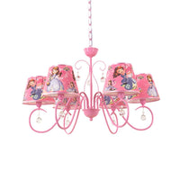 5/6 Bulbs Nursery Ceiling Chandelier Pink White Pendant Light - Rebooters