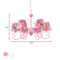 5/6 Bulbs Nursery Ceiling Chandelier Pink White Pendant Light - Rebooters