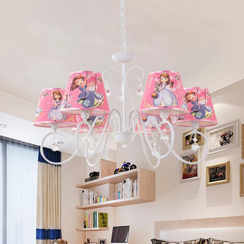 5/6 Bulbs Nursery Ceiling Chandelier Pink White Pendant Light - Rebooters
