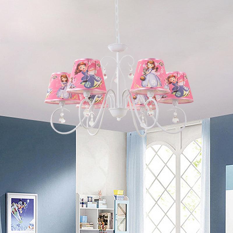 5/6 Bulbs Nursery Ceiling Chandelier Pink White Pendant Light - Rebooters