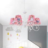 5/6 Bulbs Nursery Ceiling Chandelier Pink White Pendant Light - Rebooters