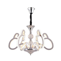 Acrylic Chrome Suspension Lamp Heart Shaped 6 Lights Chandelier - Rebooters