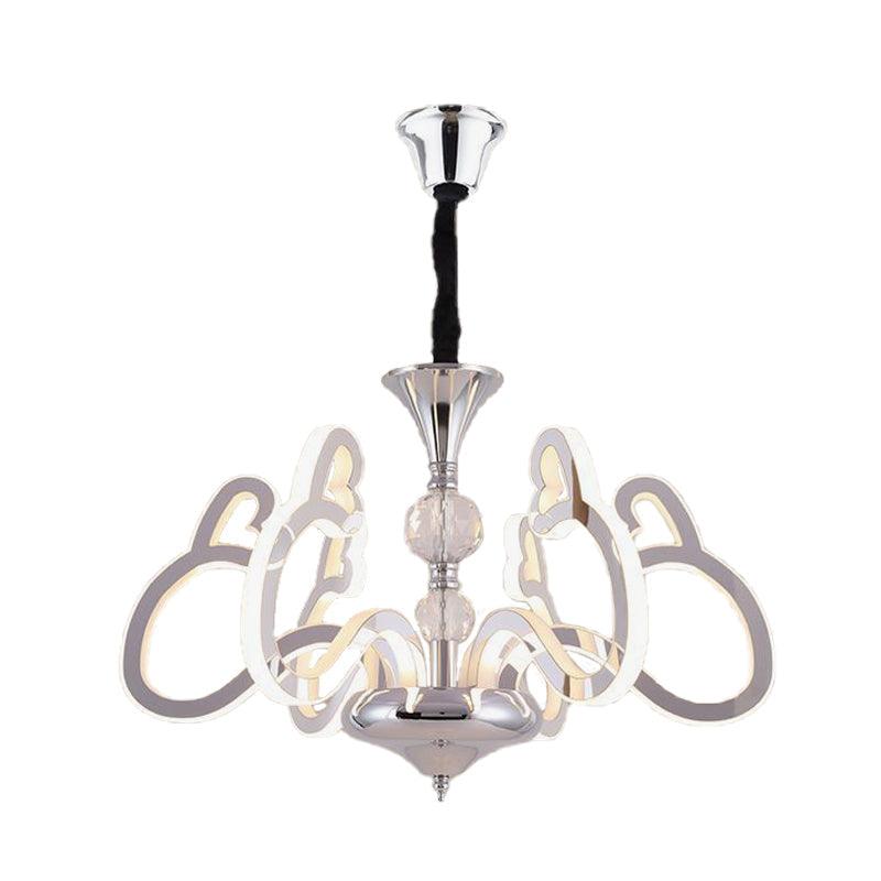 Acrylic Chrome Suspension Lamp Heart Shaped 6 Lights Chandelier - Rebooters