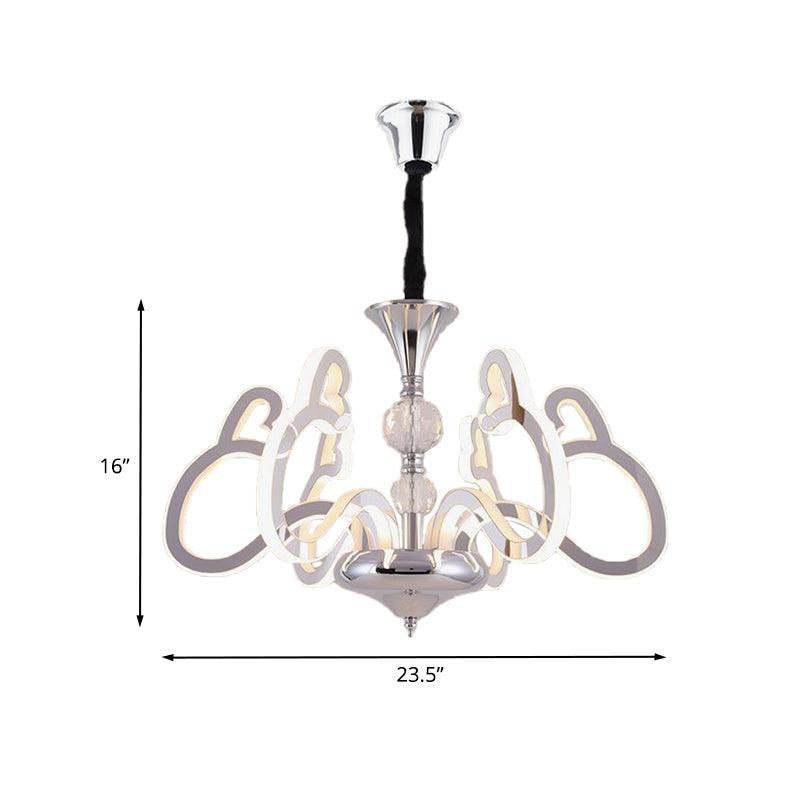 Acrylic Chrome Suspension Lamp Heart Shaped 6 Lights Chandelier - Rebooters