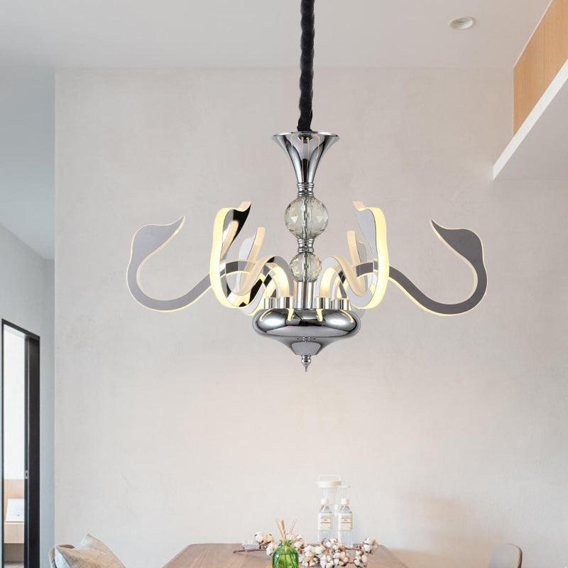 Acrylic Gooseneck Arm Ceiling Lamp Contemporary 6 Lights Chandelier - Rebooters