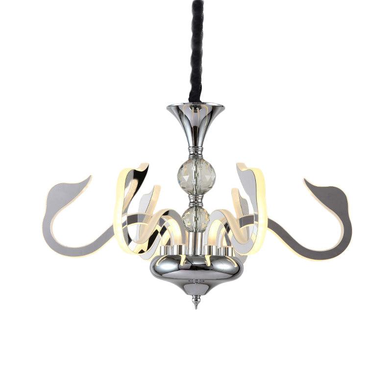 Acrylic Gooseneck Arm Ceiling Lamp Contemporary 6 Lights Chandelier - Rebooters