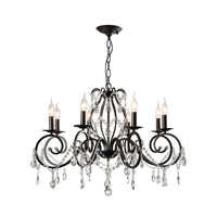 8-Bulb Scrolled Arm Chandelier Black Metal Ceiling Pendant Light - Rebooters
