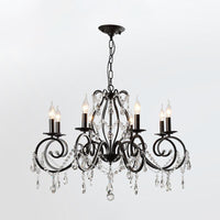 8-Bulb Scrolled Arm Chandelier Black Metal Ceiling Pendant Light - Rebooters