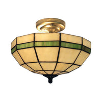 Beige Glass Bowl Semi Flushmount Traditional Indoor Light - Rebooters