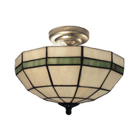 Beige Glass Bowl Semi Flushmount Traditional Indoor Light - Rebooters