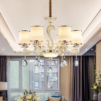 Beige 6-Light Ceiling Lamp Minimalist Cream Glass Chandelier - Rebooters
