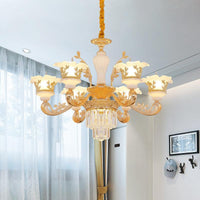 6 Bulbs Pendant Modern Bedroom Crystal Chandelier Gold - Rebooters