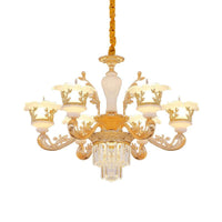 6 Bulbs Pendant Modern Bedroom Crystal Chandelier Gold - Rebooters