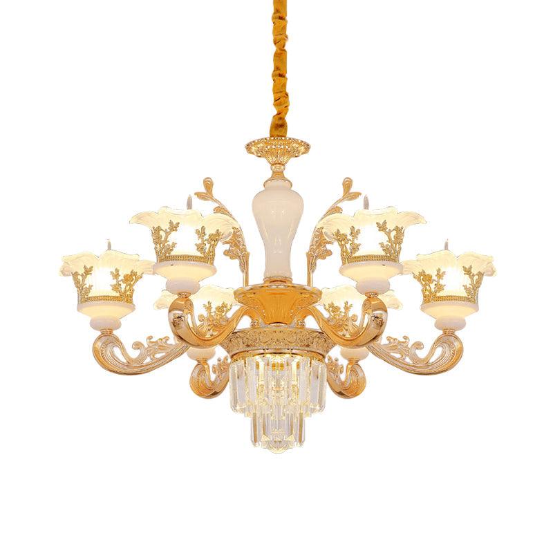 6 Bulbs Pendant Modern Bedroom Crystal Chandelier Gold - Rebooters