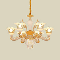 6 Bulbs Pendant Modern Bedroom Crystal Chandelier Gold - Rebooters
