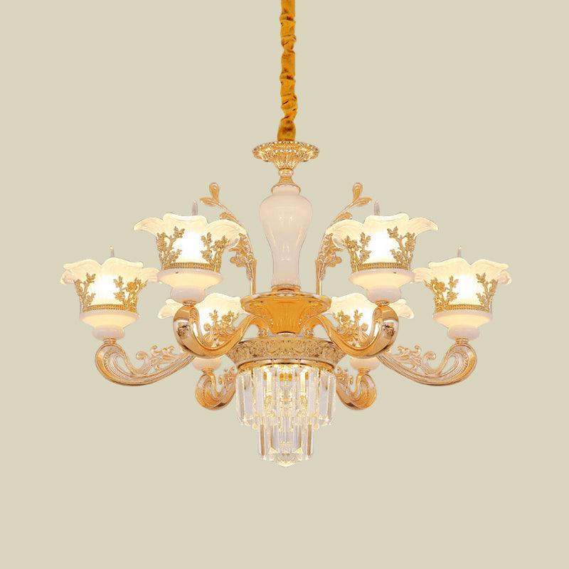 6 Bulbs Pendant Modern Bedroom Crystal Chandelier Gold - Rebooters