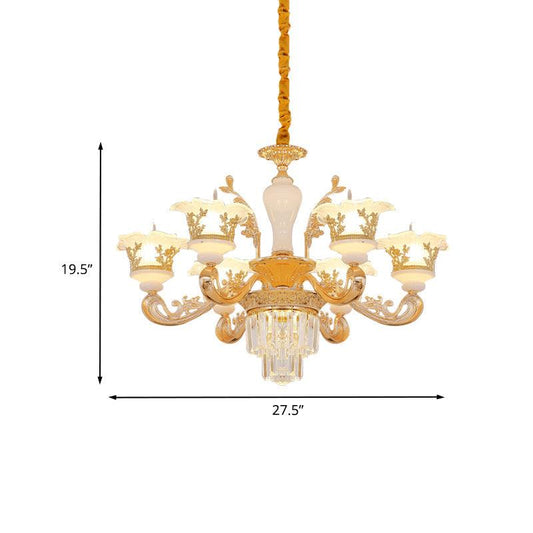 6 Bulbs Pendant Modern Bedroom Crystal Chandelier Gold - Rebooters