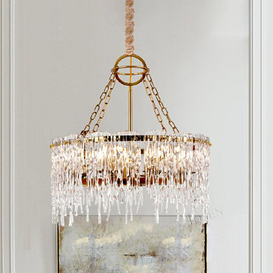 8-Bulb Crystal Chandelier Light Simple Gold Melting Ice Fixture - Rebooters