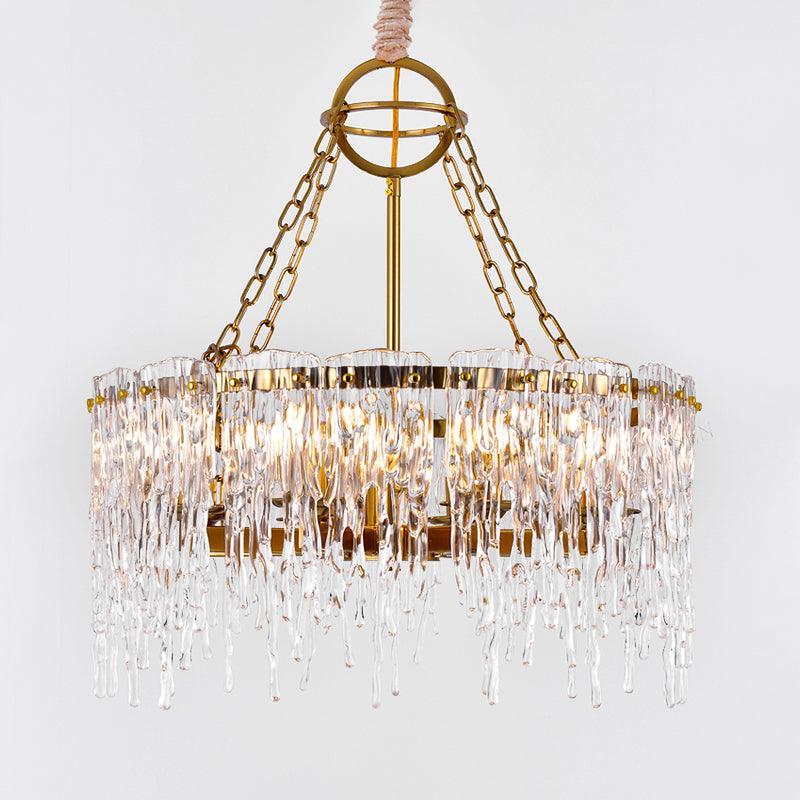 8-Bulb Crystal Chandelier Light Simple Gold Melting Ice Fixture - Rebooters