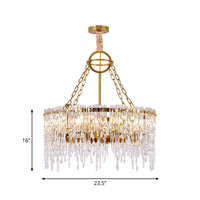 8-Bulb Crystal Chandelier Light Simple Gold Melting Ice Fixture - Rebooters