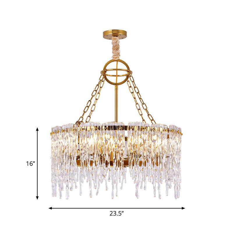 8-Bulb Crystal Chandelier Light Simple Gold Melting Ice Fixture - Rebooters