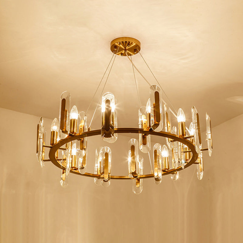 Classic Circle Ceiling Pendant Light 12 Bulbs Crystal Chandelier - Rebooters