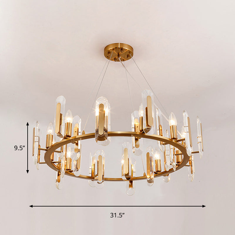 Classic Circle Ceiling Pendant Light 12 Bulbs Crystal Chandelier - Rebooters