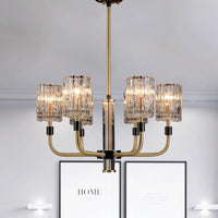 6-Head Clear Crystal Pendant Traditionalist Gold Chandelier - Rebooters