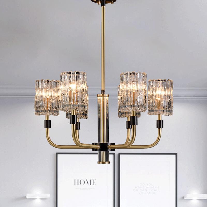 6-Head Clear Crystal Pendant Traditionalist Gold Chandelier - Rebooters