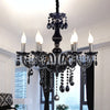 Retro Candelabra Hanging Chandelier 6 Heads Black Crystal - Rebooters