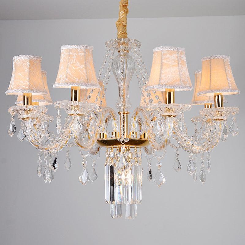 Bell/Candle Crystal Chandelier Light Vintage 8 Lights Gold - Rebooters
