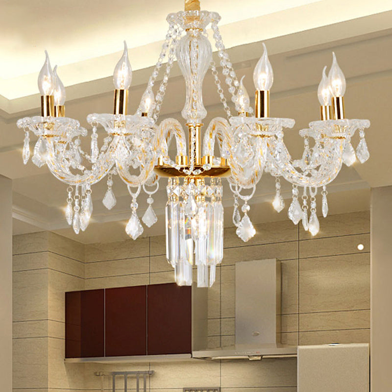 Bell/Candle Crystal Chandelier Light Vintage 8 Lights Gold - Rebooters