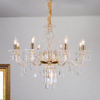 Bell/Candle Crystal Chandelier Light Vintage 8 Lights Gold - Rebooters