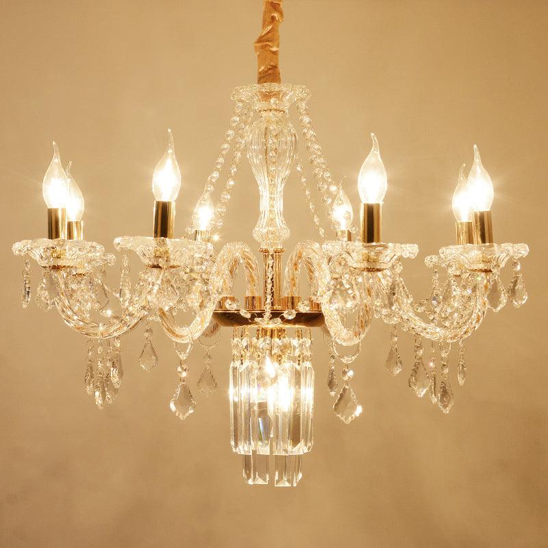 Bell/Candle Crystal Chandelier Light Vintage 8 Lights Gold - Rebooters