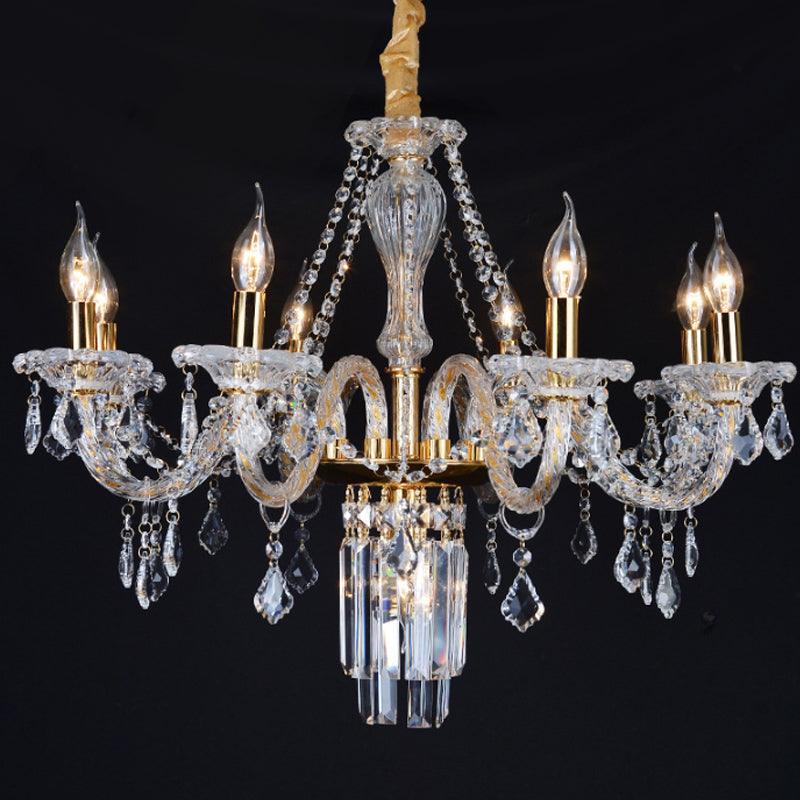 Bell/Candle Crystal Chandelier Light Vintage 8 Lights Gold - Rebooters