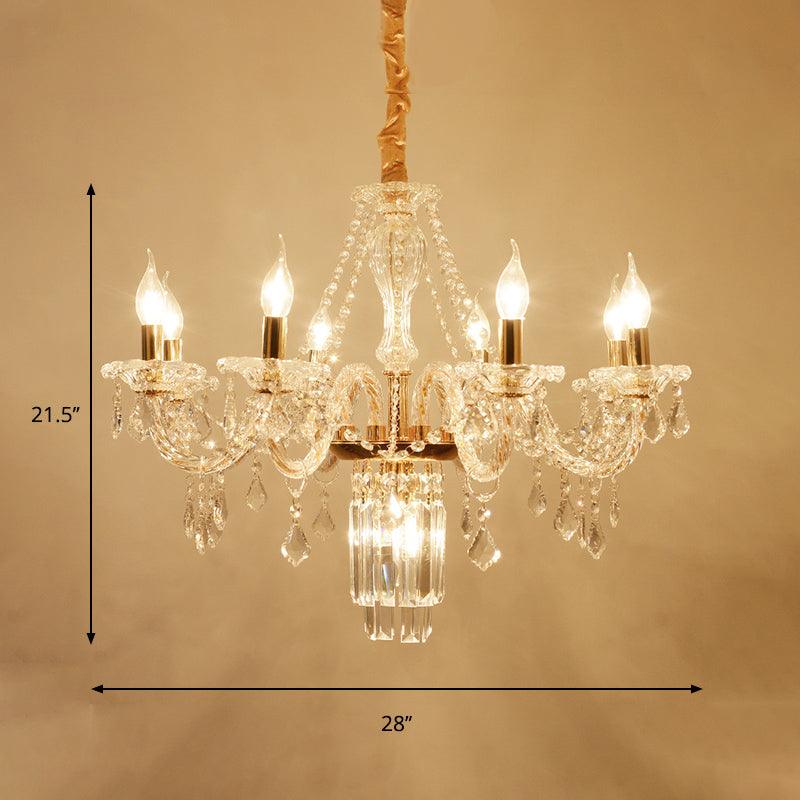Bell/Candle Crystal Chandelier Light Vintage 8 Lights Gold - Rebooters