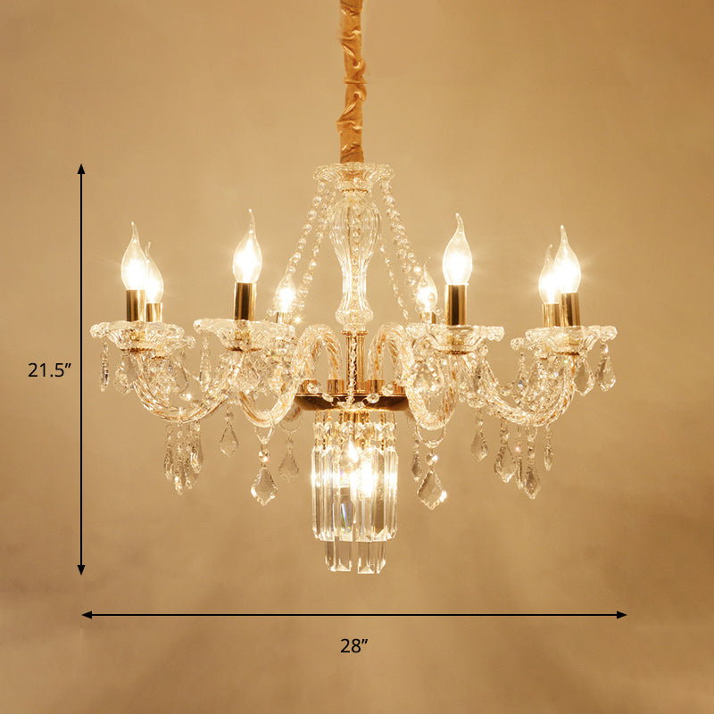 Bell/Candle Crystal Chandelier Light Vintage 8 Lights Gold - Rebooters