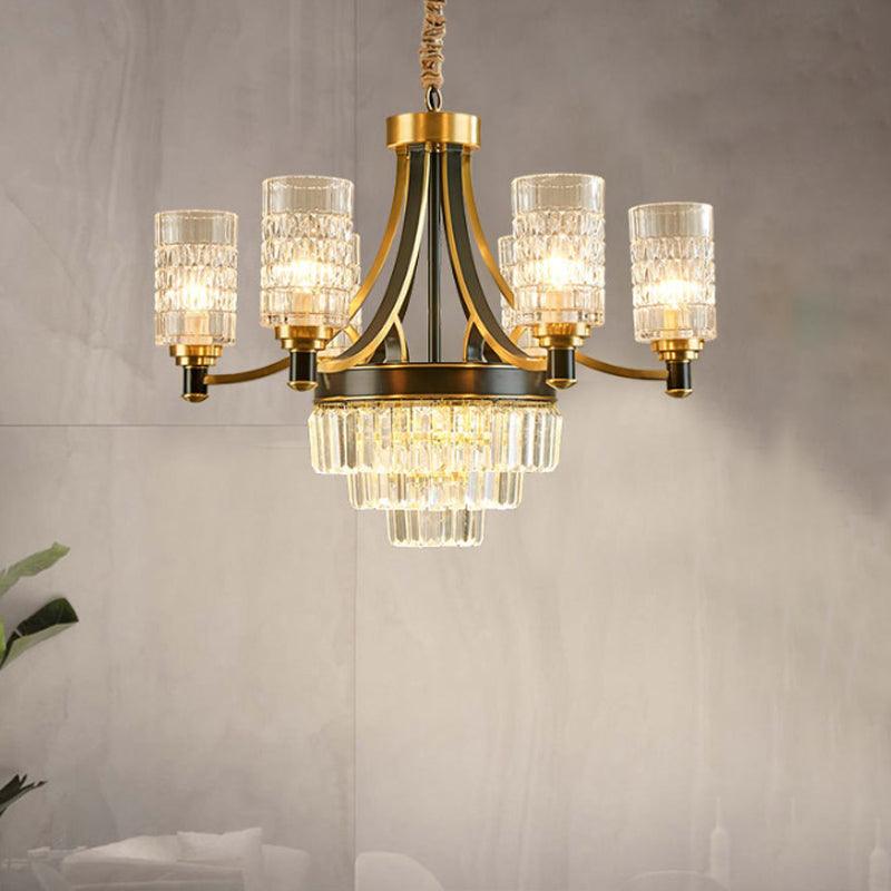 6 Bulbs Ceiling Pendant Retro Living Room Chandelier in Gold - Rebooters