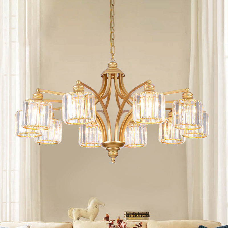 8 Heads K9 Crystal Hanging Lamp Traditionalism Gold Chandelier - Rebooters