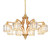 8 Heads K9 Crystal Hanging Lamp Traditionalism Gold Chandelier - Rebooters