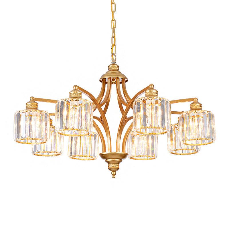 8 Heads K9 Crystal Hanging Lamp Traditionalism Gold Chandelier - Rebooters