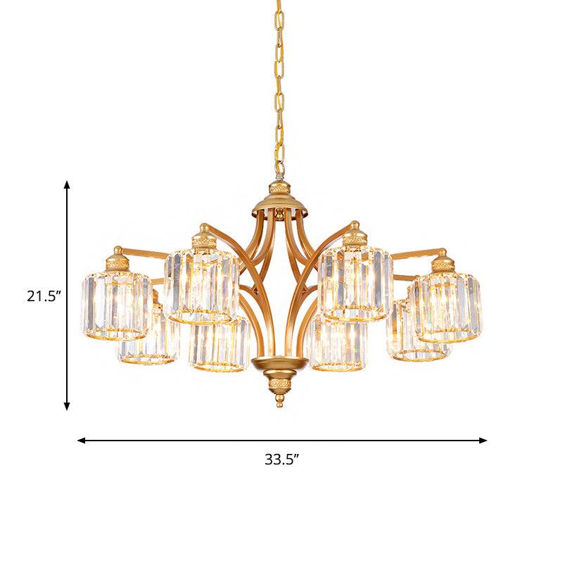 8 Heads K9 Crystal Hanging Lamp Traditionalism Gold Chandelier - Rebooters