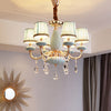 Blue Barrel Ceiling Light Traditionalist Fabric 6-Bulb Chandelier - Rebooters