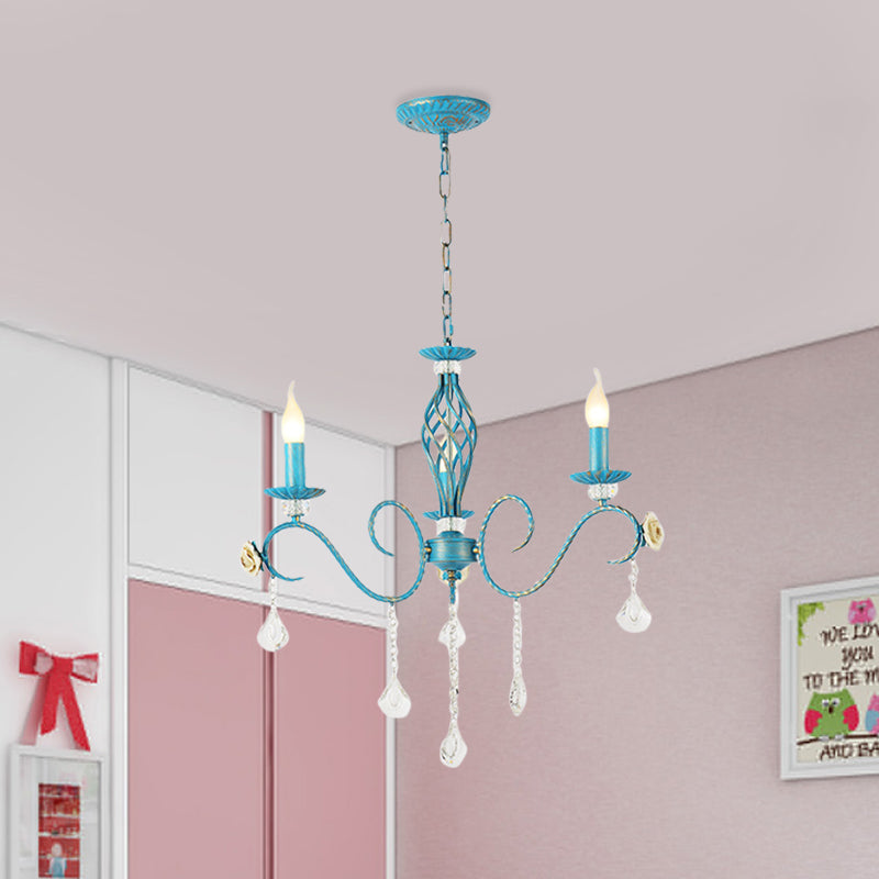 Iron Scroll Arm Candelabrum Chandelier Pastoral 3 Bulb - Rebooters