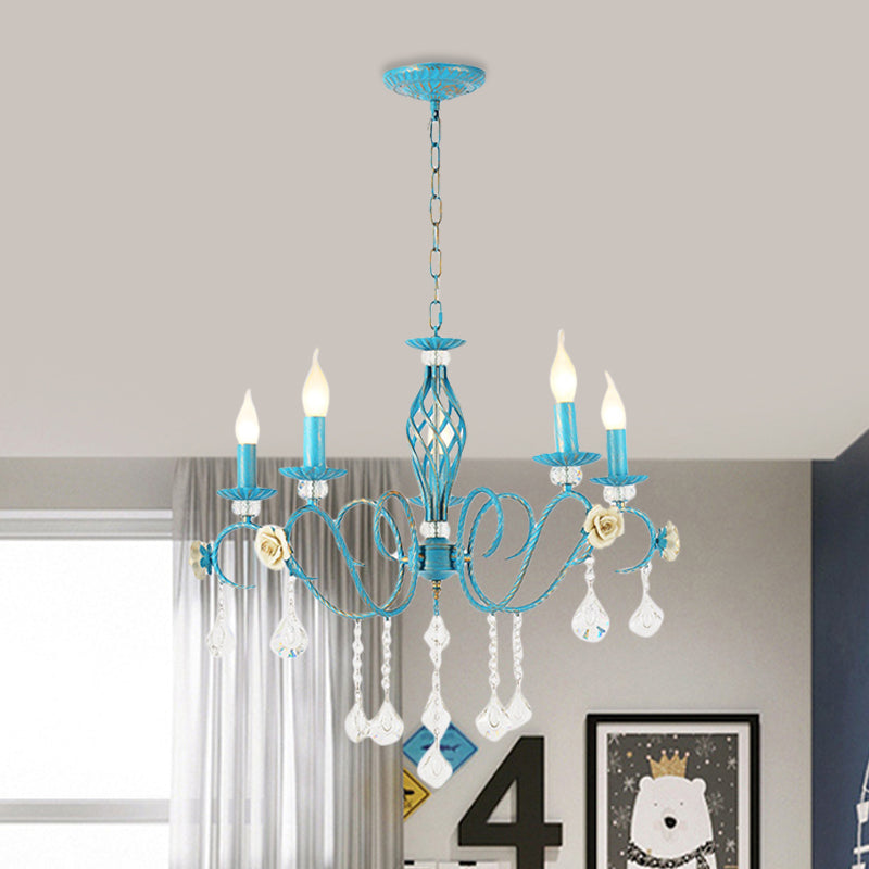 Iron Scroll Arm Candelabrum Chandelier Pastoral 3 Bulb - Rebooters
