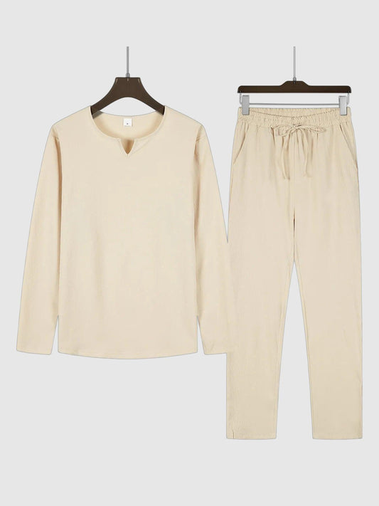 Men's long sleeve top and drawstring pants set Rebooters mens 2 piece set