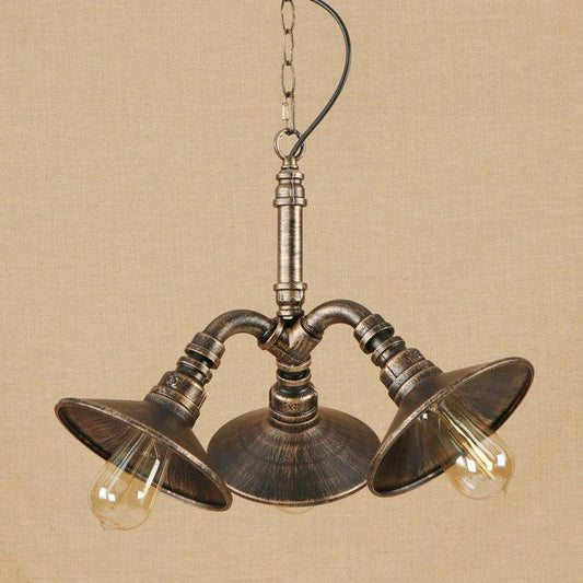 Antique Stylish Cone Chandelier Lighting 3 Bulbs Fixture Bronze - Rebooters