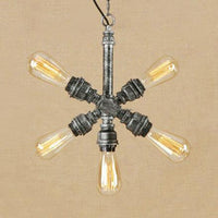 Aged Silver 5 Lights Hanging Ceiling Light Industrial Lamp - Rebooters